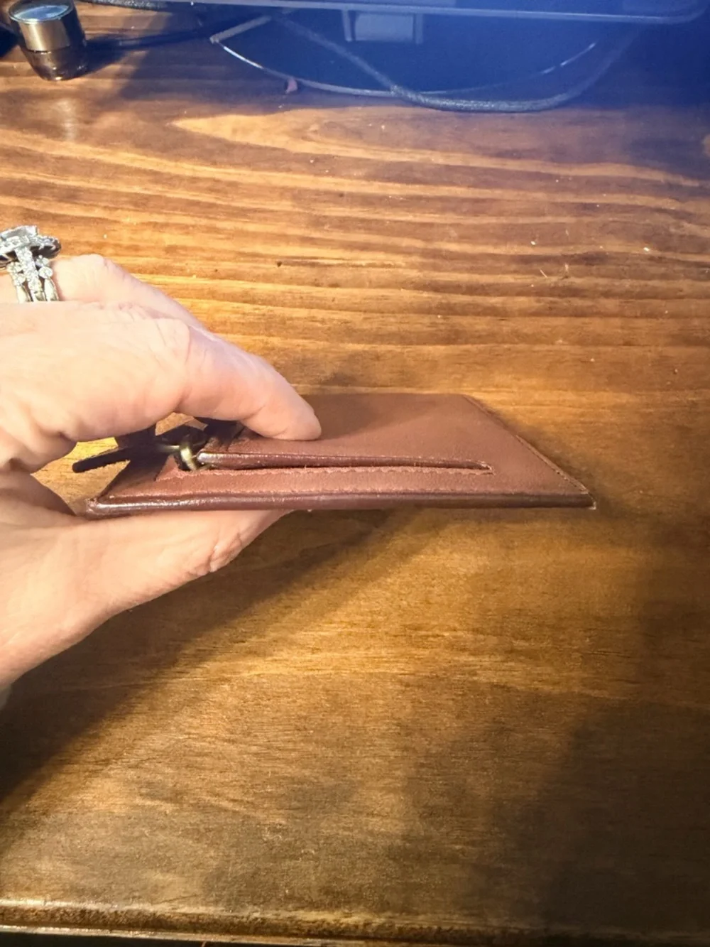 Bottega Veneta Brown Woven Leather Card Holder